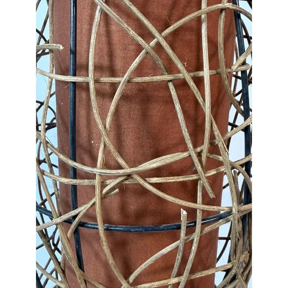 VTG Mid Century Noguchi Like Table Lamp Bamboo Ambient Hurricane Wood Boho WORKS
